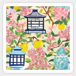 Lemons and cherry blossom chinoiserie garden Sticker